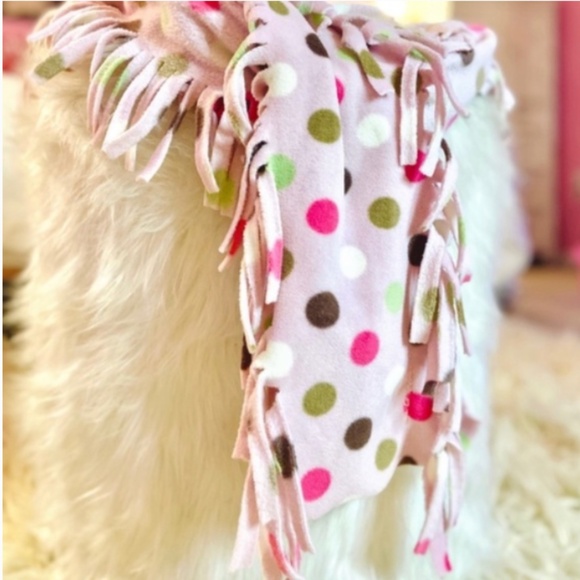 Vintage y2k Pink Polka Dot Fringe Scarf Women’s Fall Outerwear Accessories - Picture 2 of 3